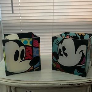 Romeo Britto Mickey and Minnie votive holders